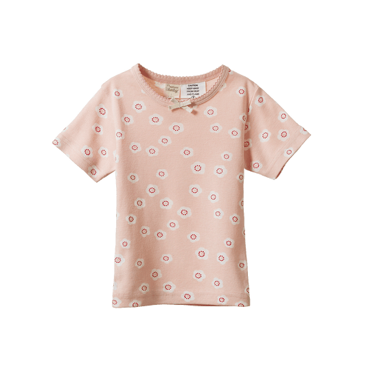 Nature Baby Shortie Pyjama Set Flora Stamp Rose Dust Print