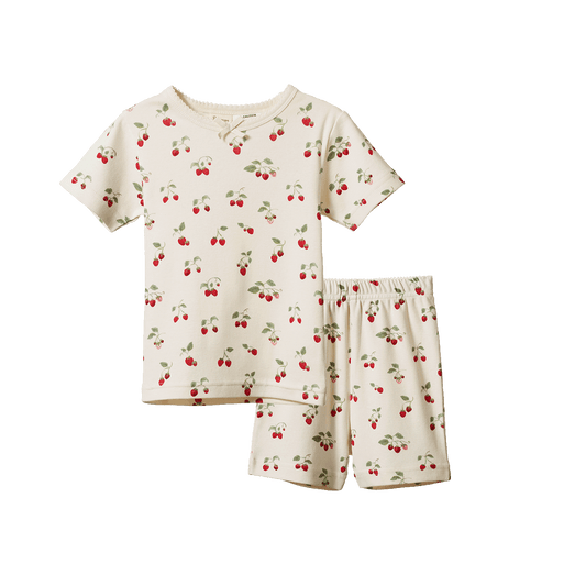 Nature Baby Shortie Pyjama Set Strawberry Blush Print