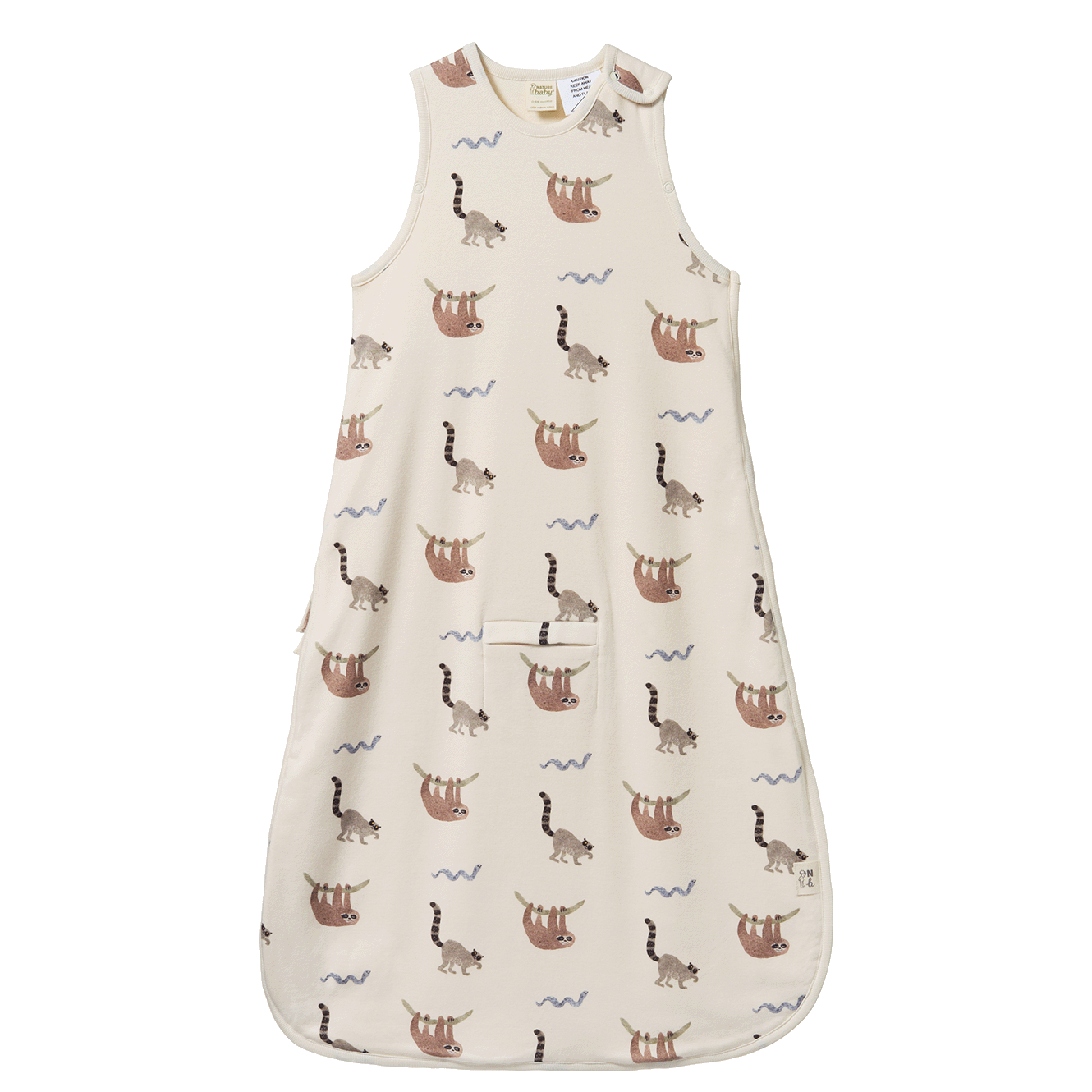 Nature Baby Organic Cotton Sleeping Bag Sloth Snuggle Print