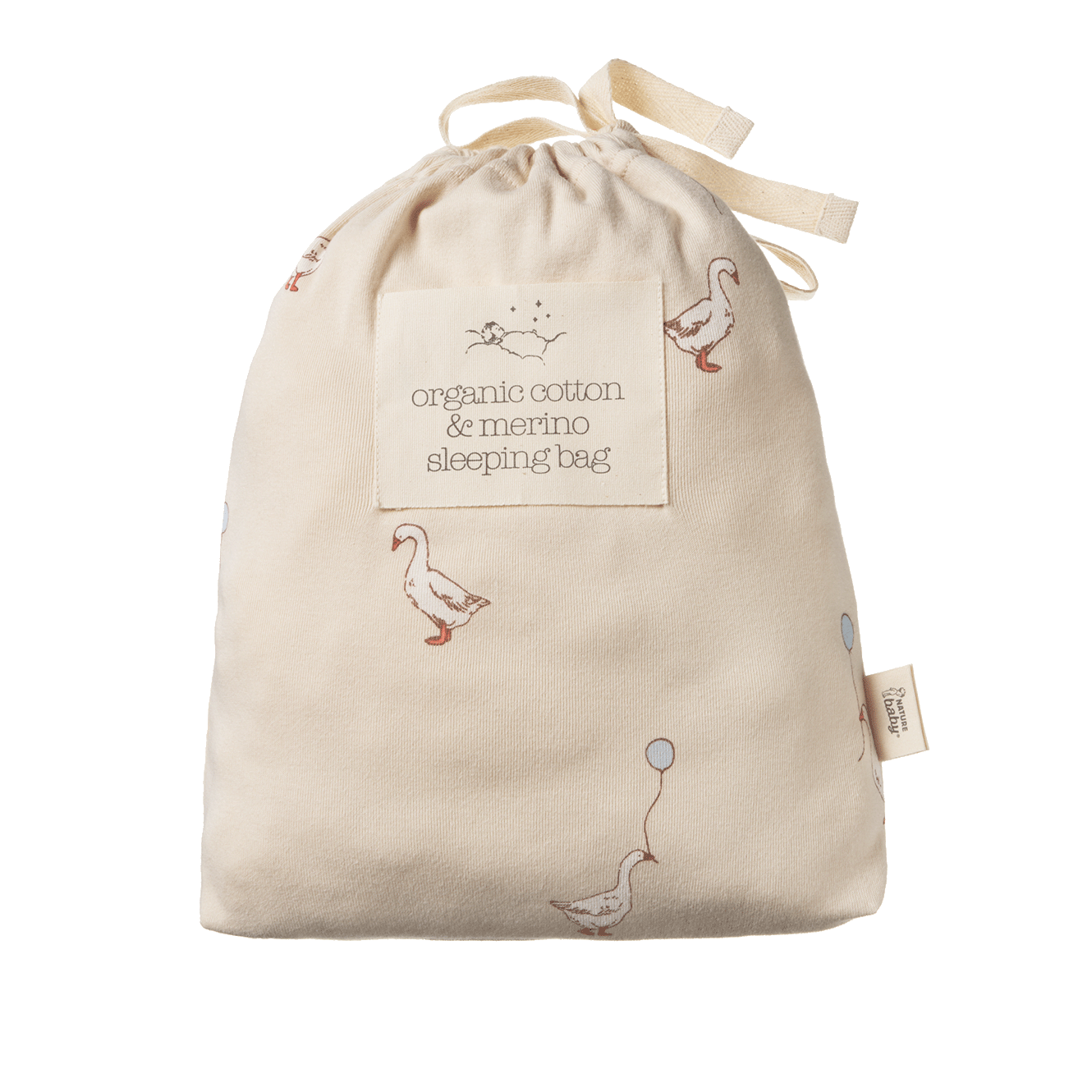 Nature Baby Organic Cotton & Merino Sleeping Bag Goose Lullaby Print