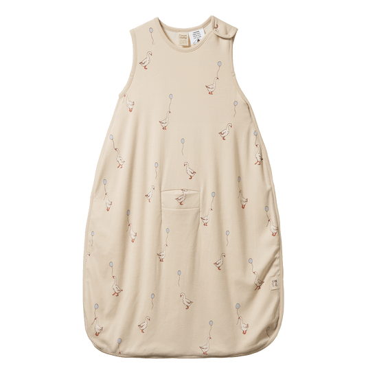Nature Baby Organic Cotton & Merino Sleeping Bag Goose Lullaby Print
