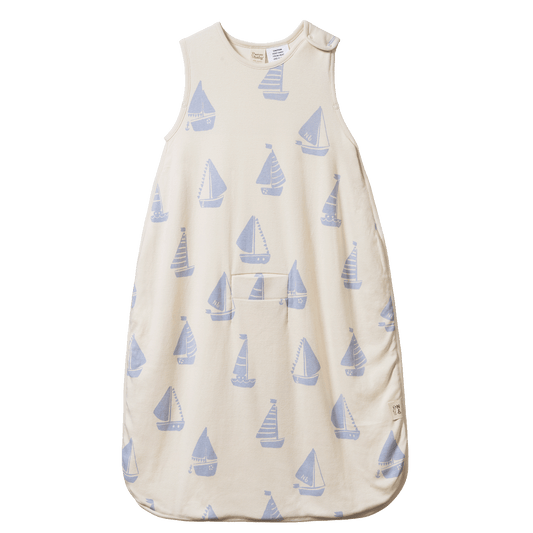 Nature Baby Organic Cotton & Merino Sleeping Bag Regatta Blue Print