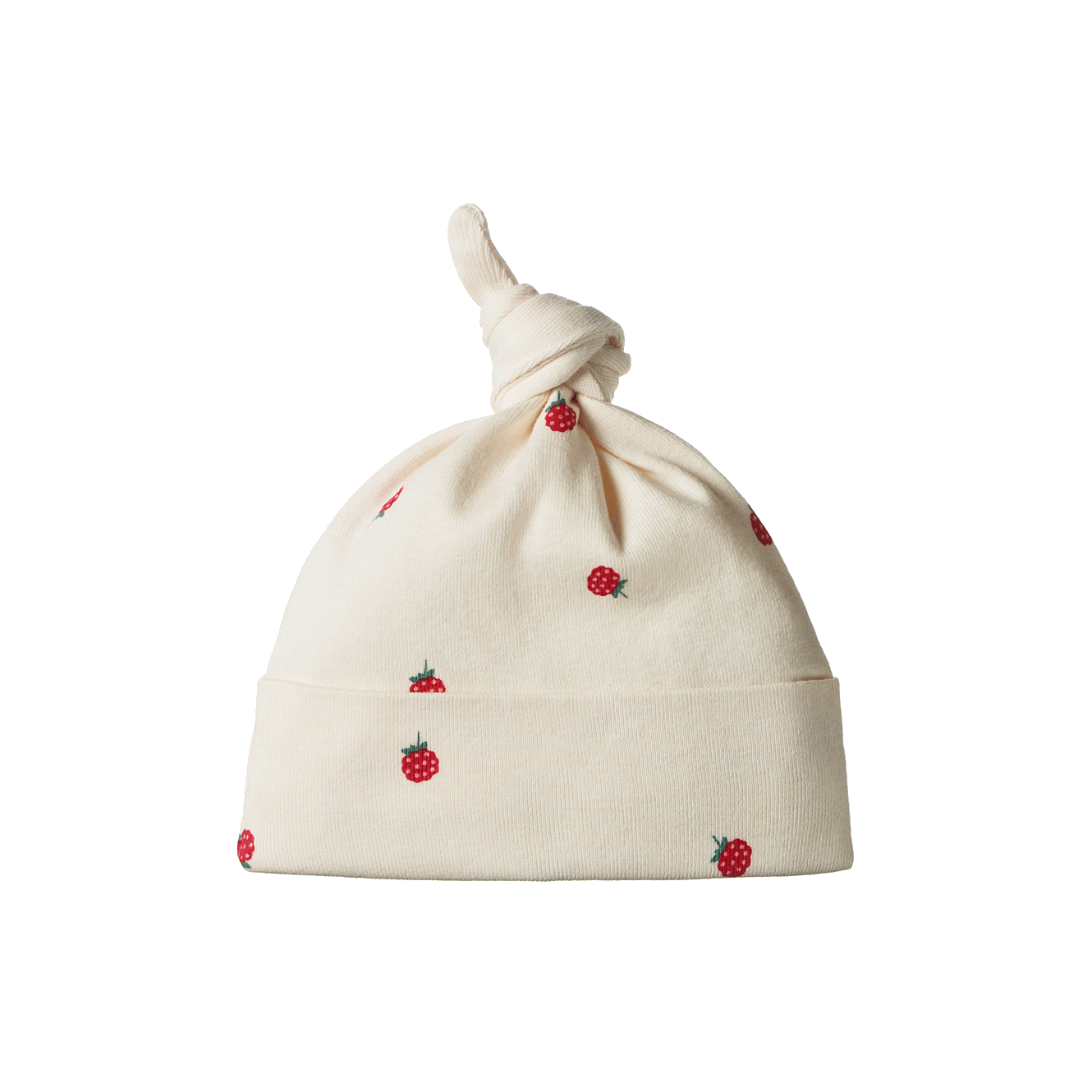 Nature Baby Cotton Knotted Beanie Raspberry Print