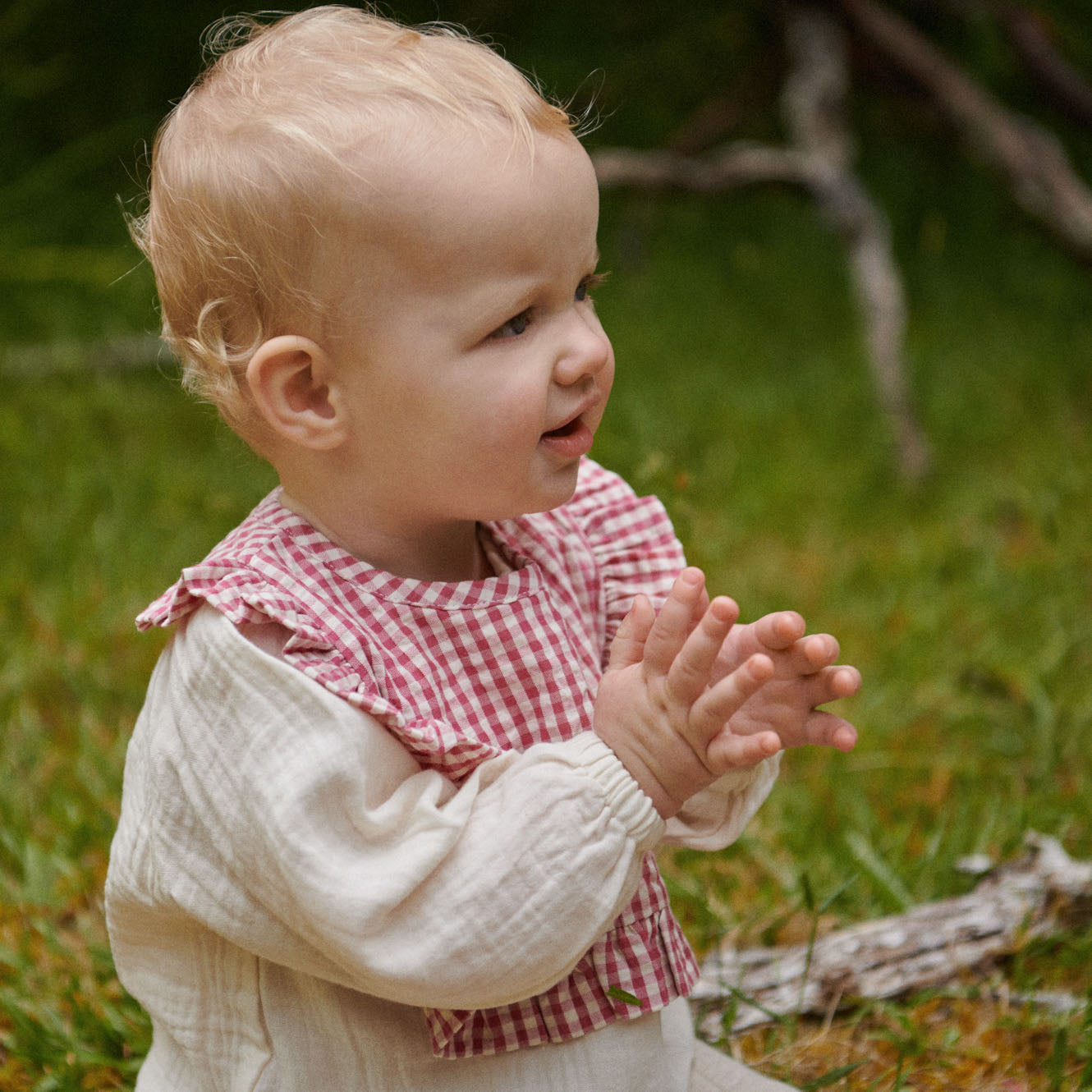 Nature Baby Hetty Ruffle Bib Jam Check