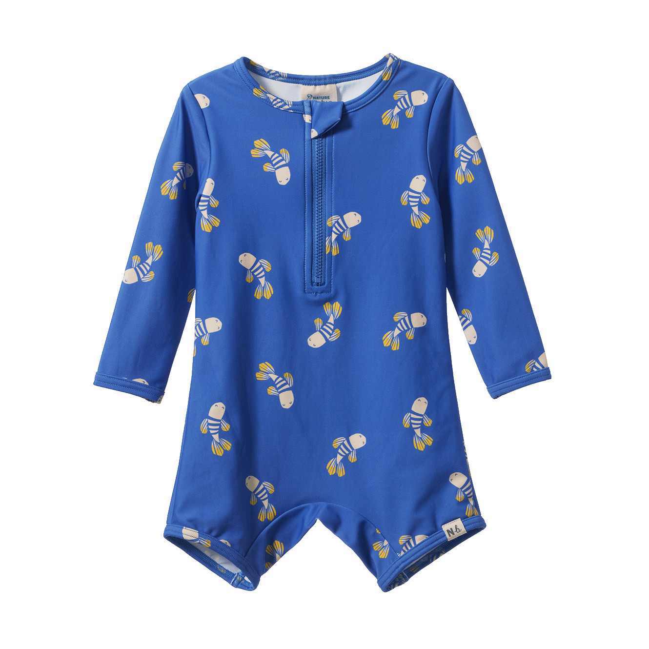 Nature Baby One Piece Bathing Trunks Fish Fable Blue Print
