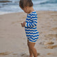 Nature Baby One Piece Bathing Trunks Waves Blue Print