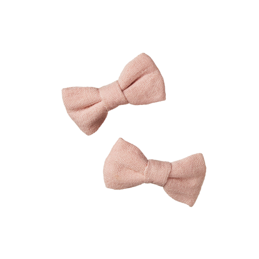 Nature Baby Bow Hair Clips Rose Dust Crinkle 2 Pack