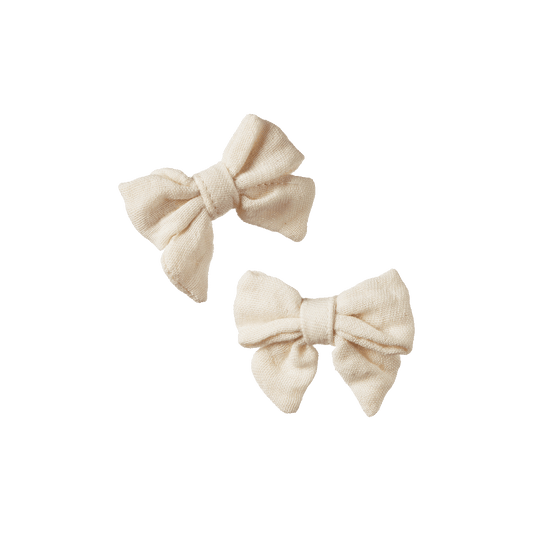Nature Baby Small Bow Hair Clips Natural Crinkle 2pack