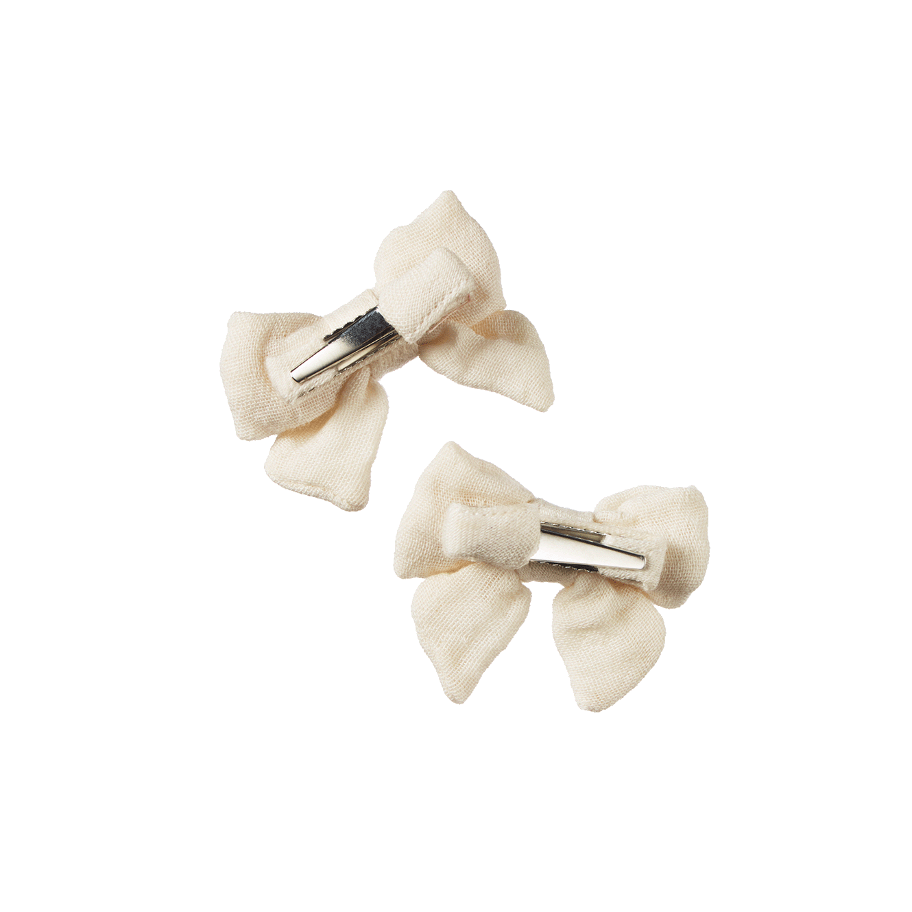 Nature Baby Small Bow Hair Clips Natural Crinkle 2pack