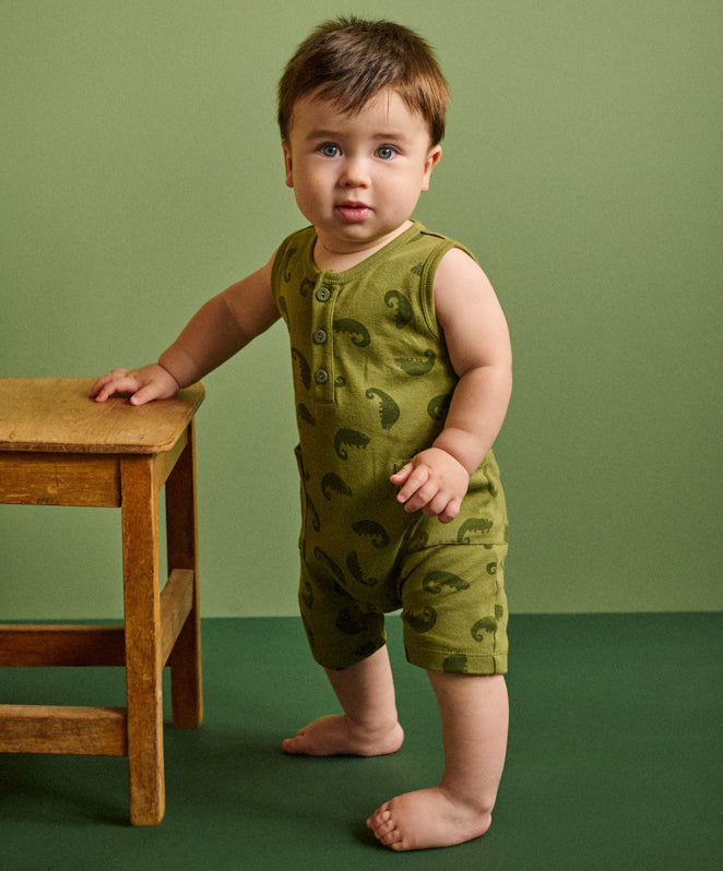 Nature Baby Camper Suit Chameleon Print