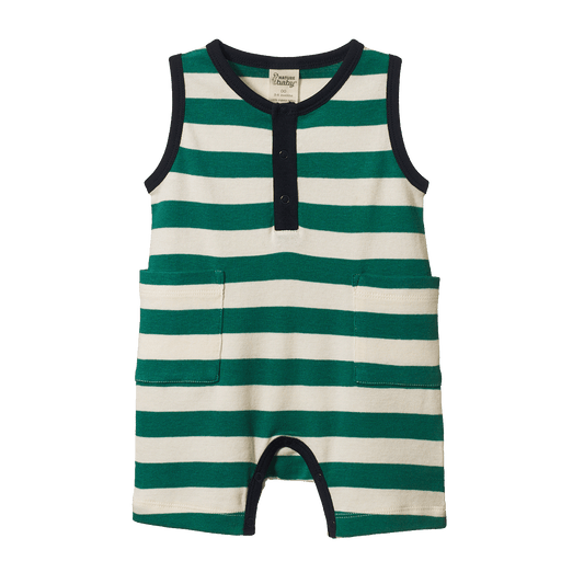 Nature Baby Camper Suit Peppermint/Navy Stripe