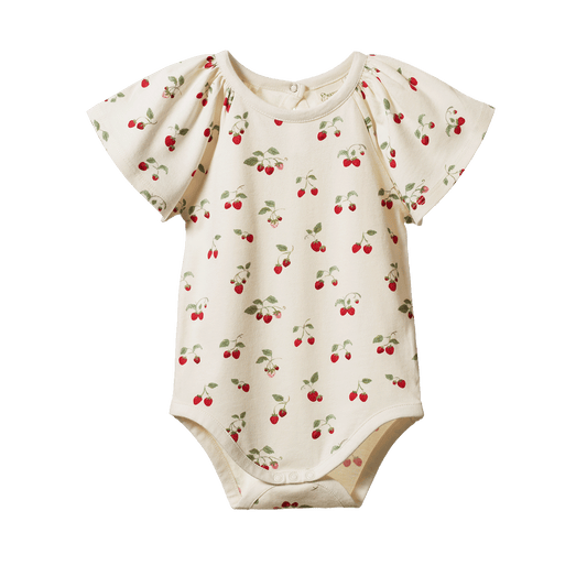 Nature Baby Faye Bodysuit Strawberry Blush Print