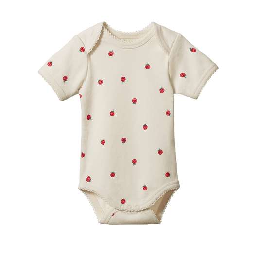 Nature Baby Short Sleeve Bodysuit Raspberry Print