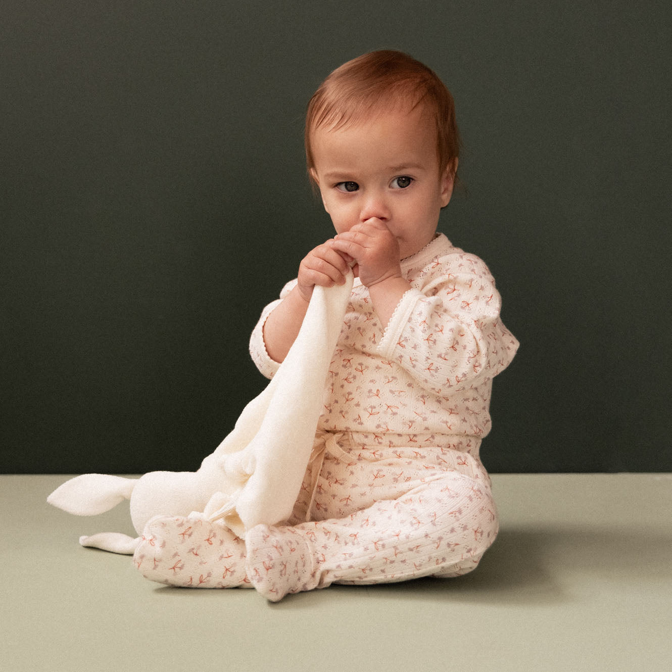 Nature Baby Footed Rompers Pointelle Dandelion Print