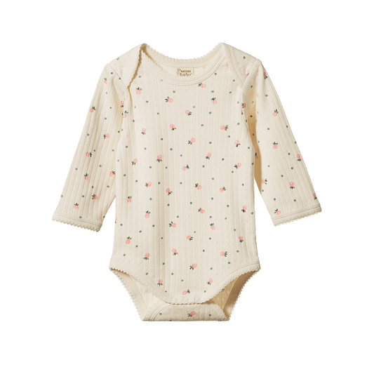 Nature Baby Long Sleeve Bodysuit Pointelle Posey Blossom Print