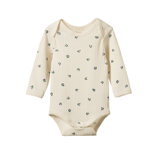 Nature Baby Long Sleeve Bodysuit Pointelle Winter Berry Print