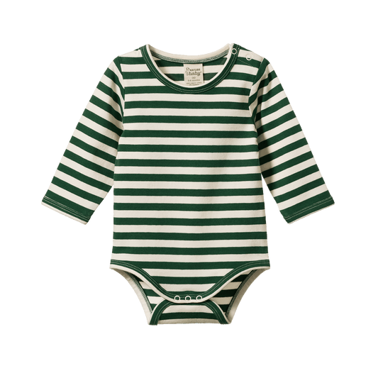 Nature Baby Stretch Jersey Long Sleeve Bodysuit Eden Sea Stripe