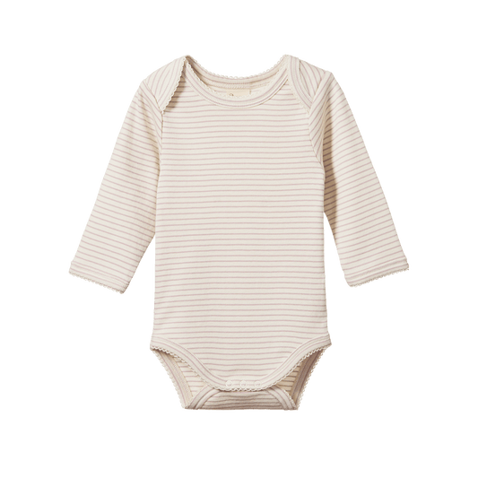 Nature Baby Long Sleeve Bodysuit Lilac Pinstripe