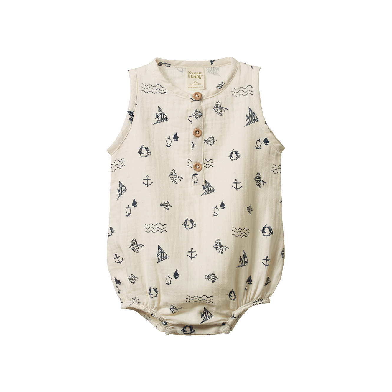 Nature Baby Cedar Suit Muslin Atlantic Natural Print