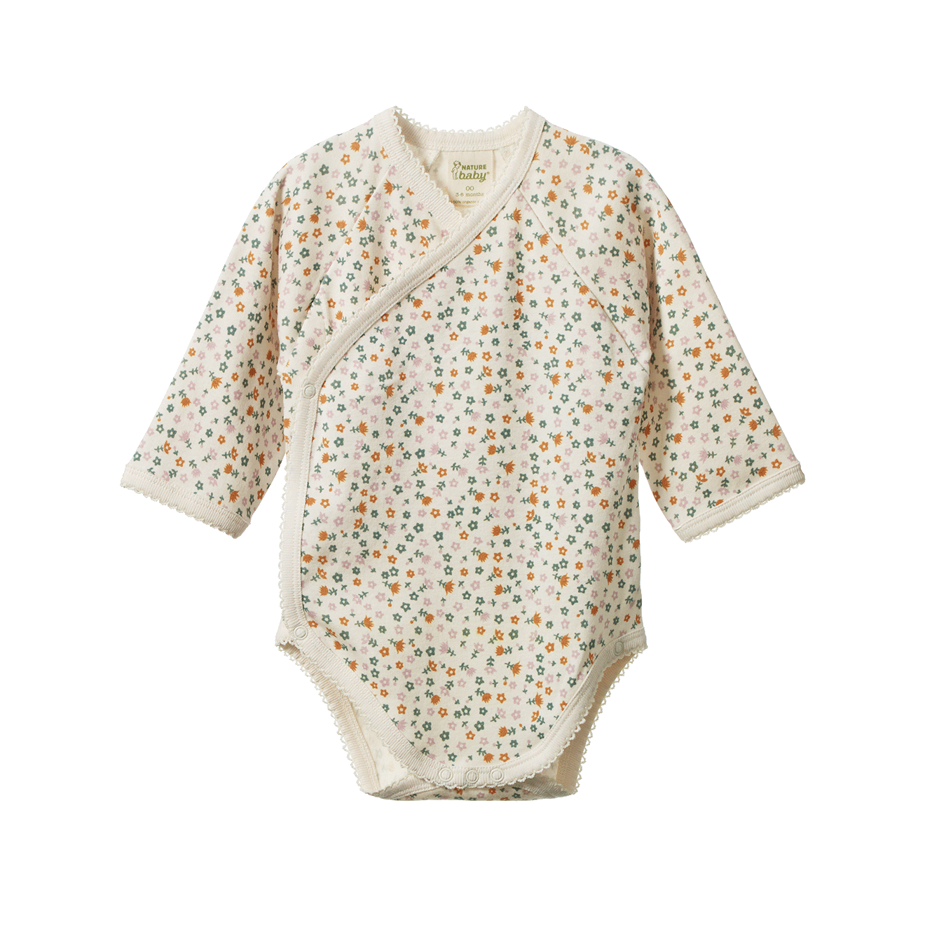 Nature Baby Long Sleeve Kimono Bodysuit Pollyanna Print