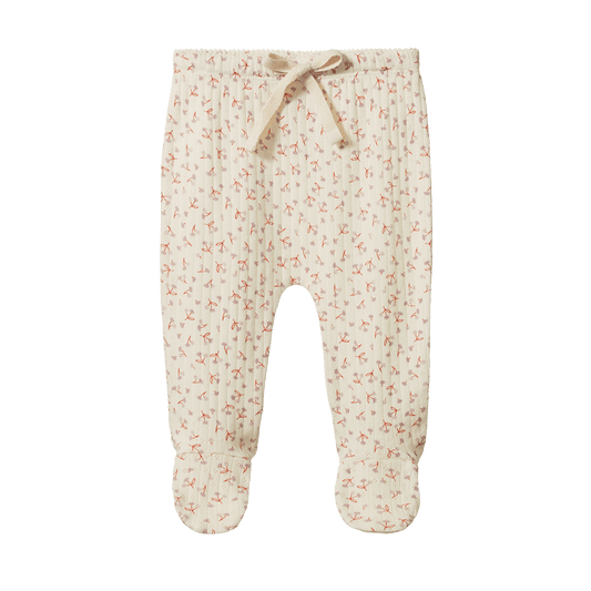 Nature Baby Footed Rompers Pointelle Dandelion Print