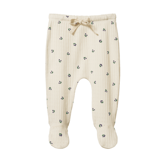 Nature Baby Footed Rompers Pointelle Winter Berry Print