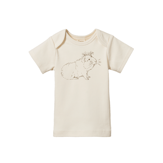 Nature Baby Short Sleeve Simple Tee Guinea Pig Gala Natural Print