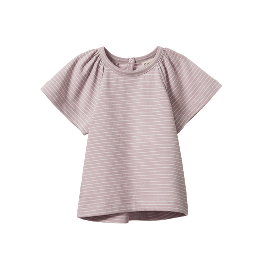 Nature Baby Faye Tee Lilac Natural Pinstripe