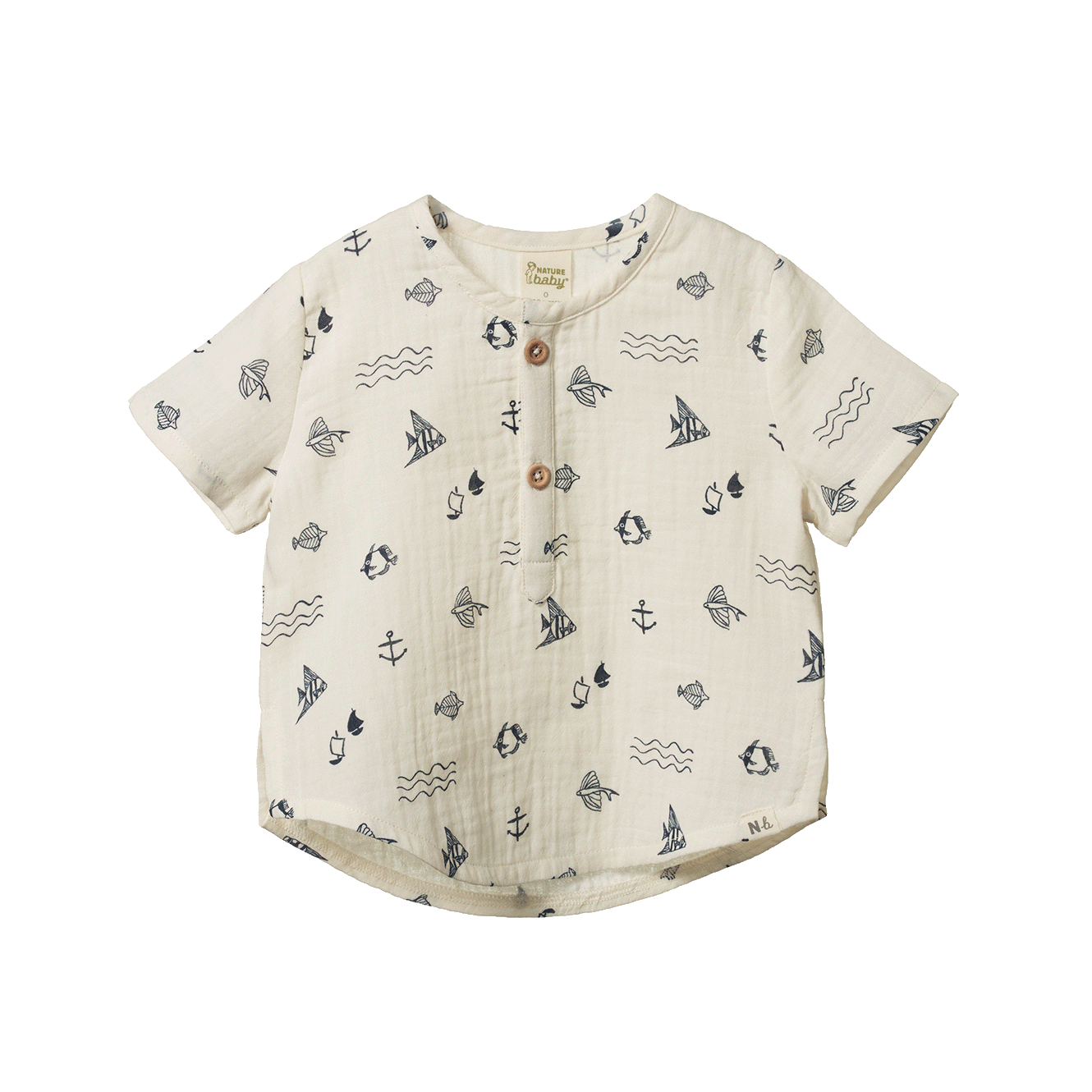 Nature Baby Short Sleeve Caravan Shirt Atlantic Natural Print