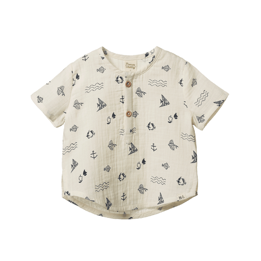 Nature Baby Short Sleeve Caravan Shirt Atlantic Natural Print