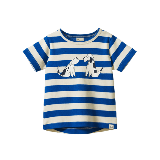 Nature Baby Short Sleeve River Tee Dog Walk Blue Print