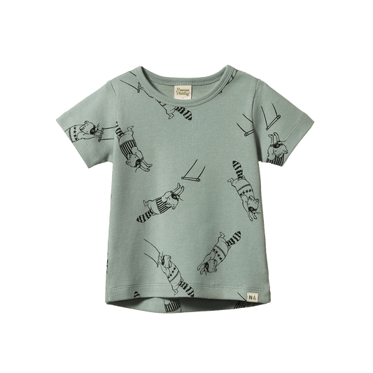Nature Baby Short Sleeve River Tee Raccoon Rhapsody Print