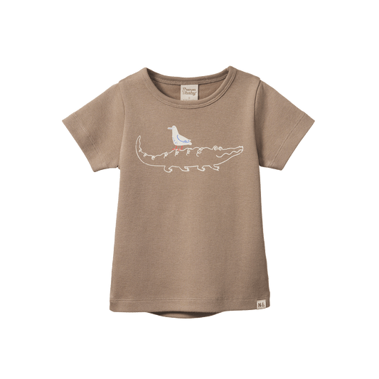 Nature Baby Short Sleeve River Tee Curious Crocodile Print