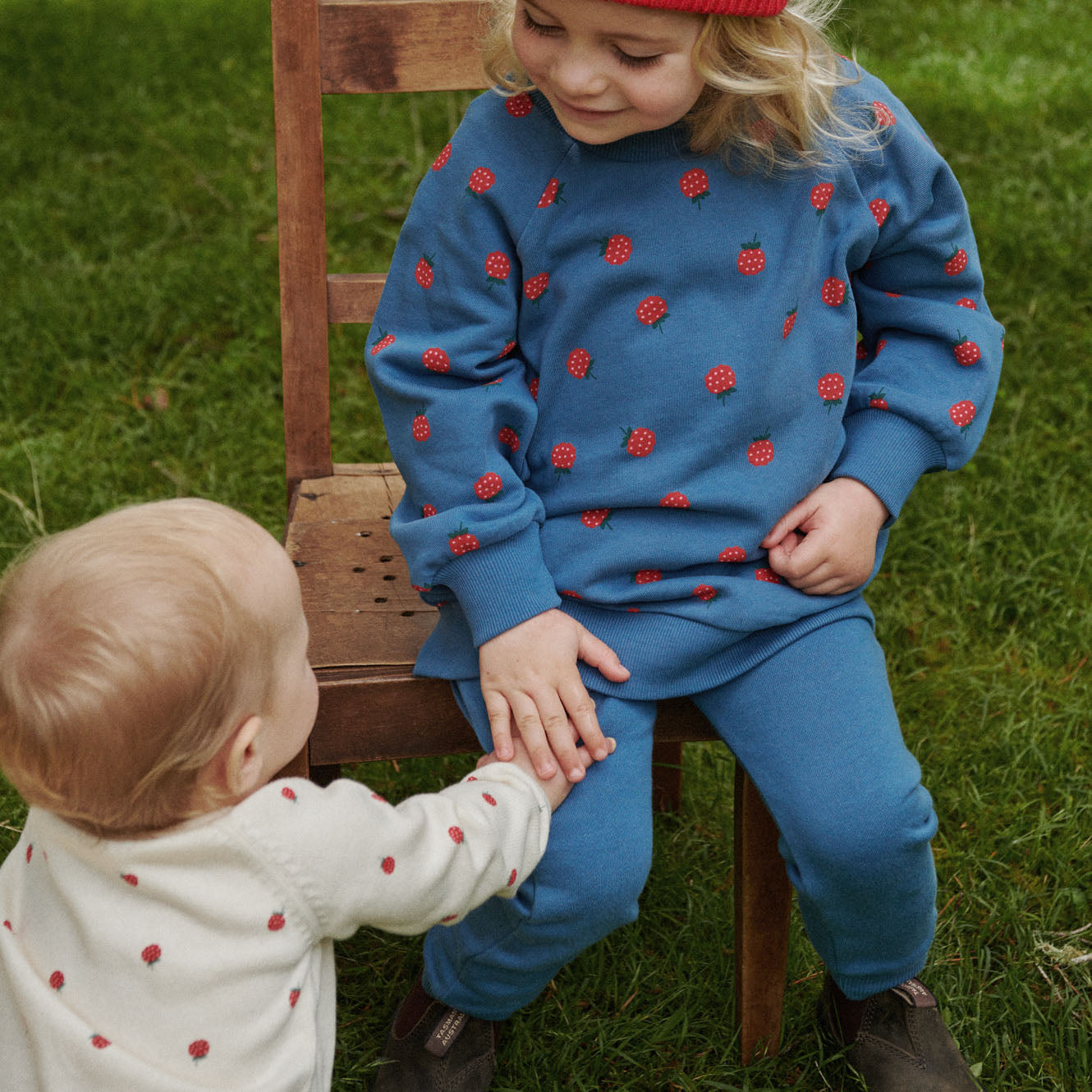 Nature Baby Emerson Sweater Raspberry Blue Print