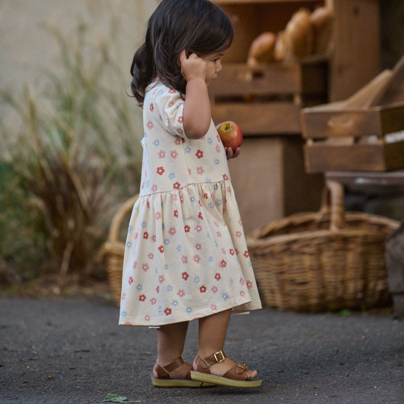 Nature Baby Saturday Dress Petite Flora Stamp Print