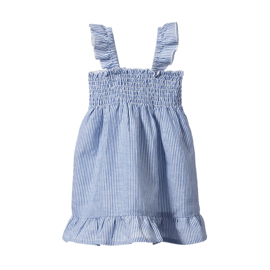 Nature Baby Gala Dress Linen Blue Stripe