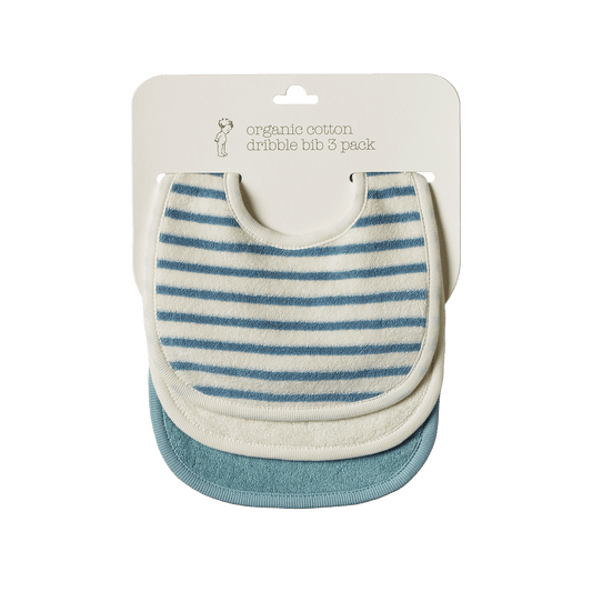 Nature Baby Dribble Bibs 3 Pack Powder Blue|Natural