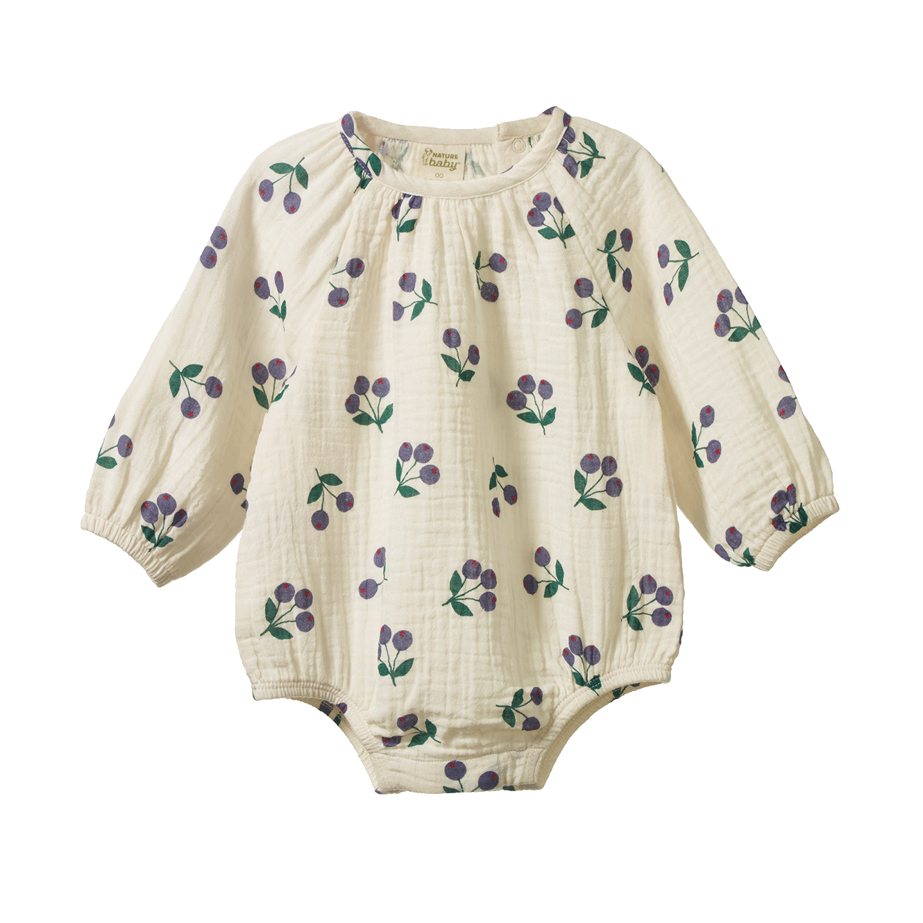Nature Baby Meadow Bodysuit Muslin Winter Berry Natural Print