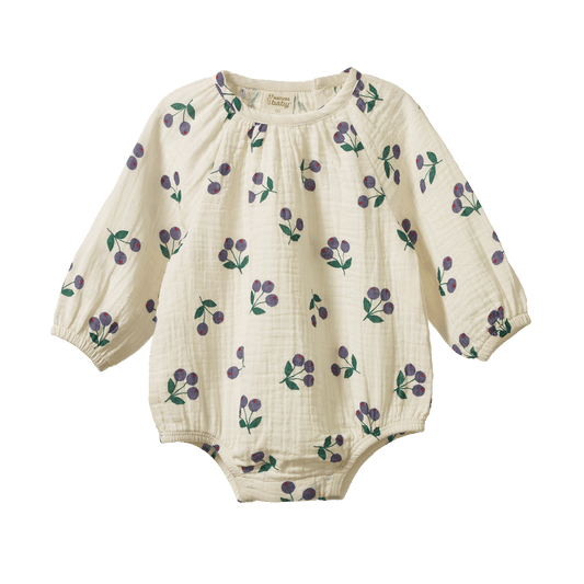 Nature Baby Meadow Bodysuit Muslin Winter Berry Natural Print