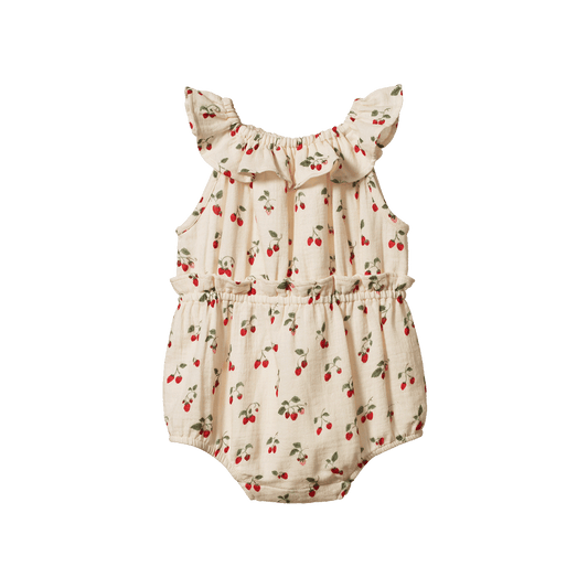 Nature Baby Plum Suit Muslin Strawberry Blush Print