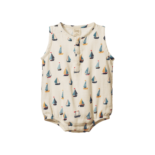 Nature Baby Cedar Suit Muslin Regatta Print