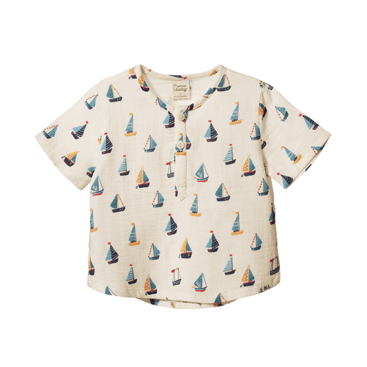 Nature Baby Short Sleeve Caravan Shirt Muslin Regatta Print