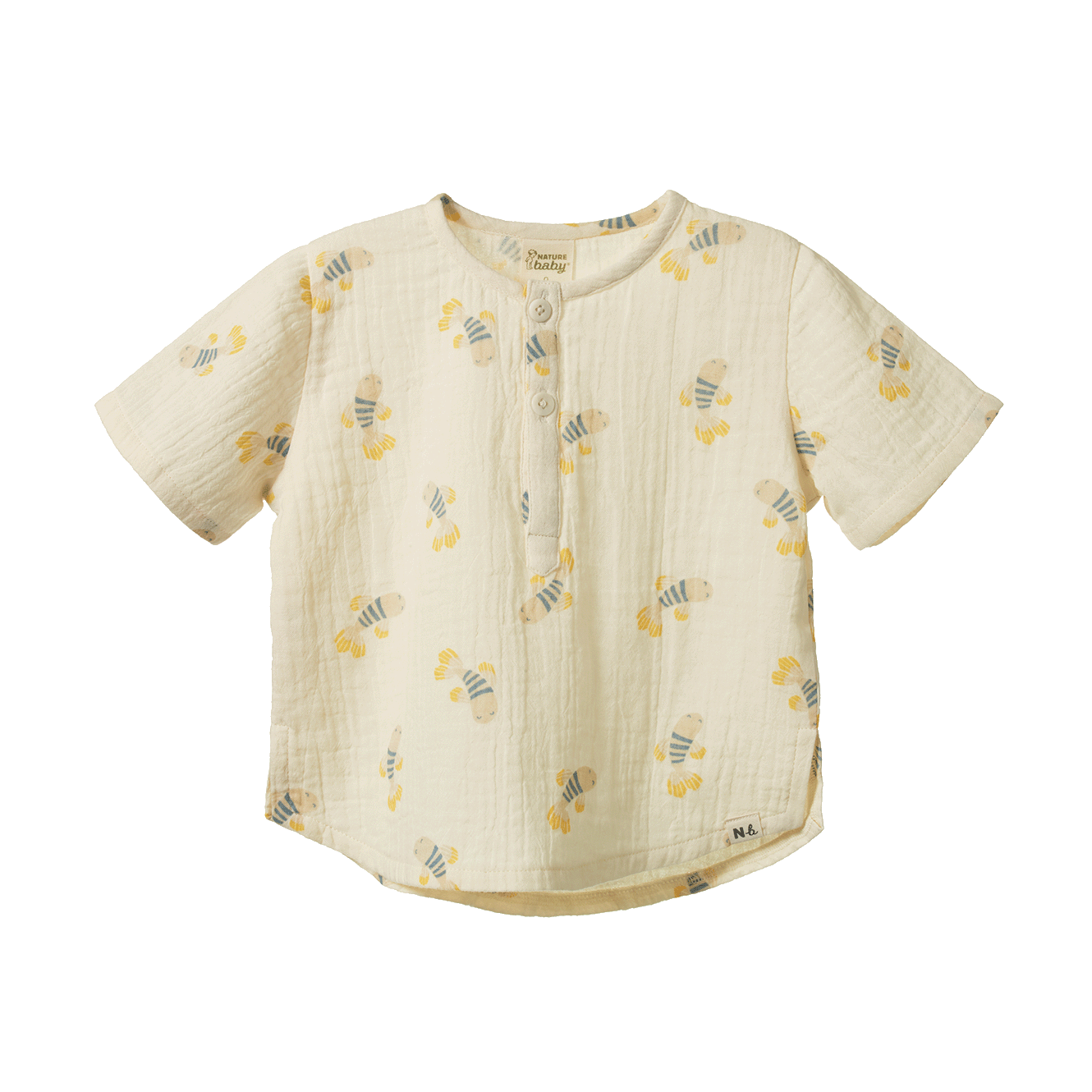 Nature Baby Short Sleeve Caravan Shirt Muslin Fish Fable Print