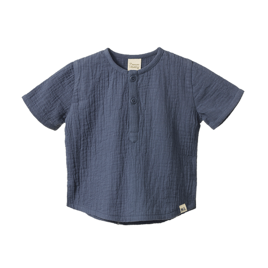 Nature Baby Short Sleeve Caravan Shirt Muslin Vintage Indigo