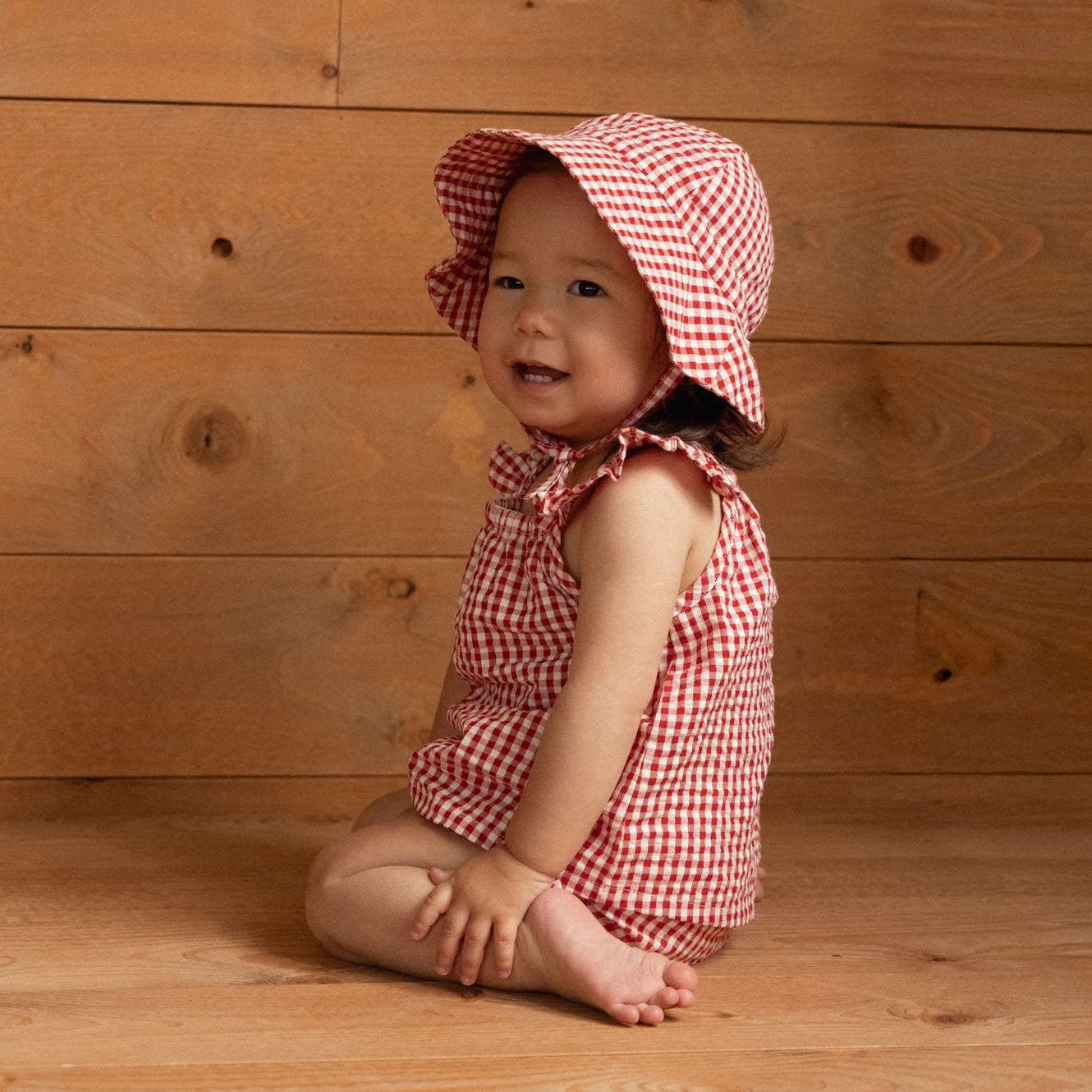 Nature Baby Petal Set Red Gingham Check