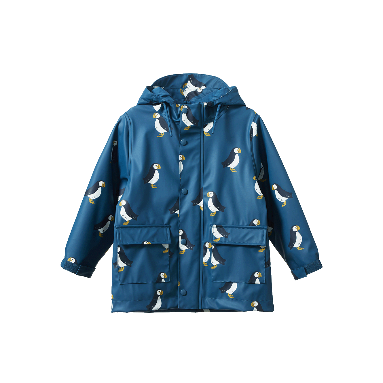 Nature Baby Raincoat Puffin Teal Print