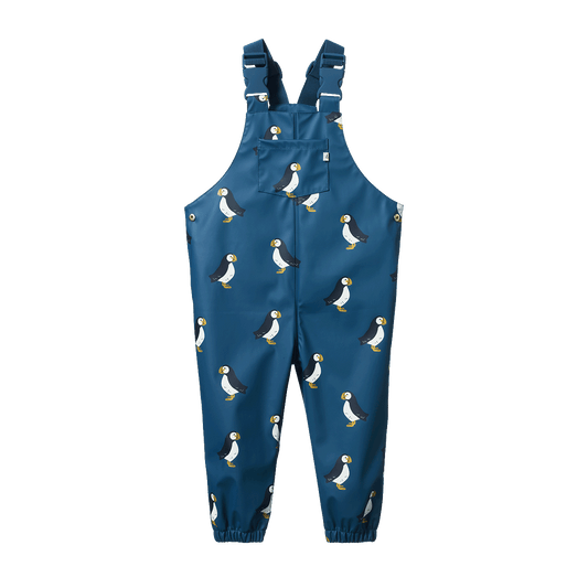 Nature Baby Splash Overalls Puffin Teal Print