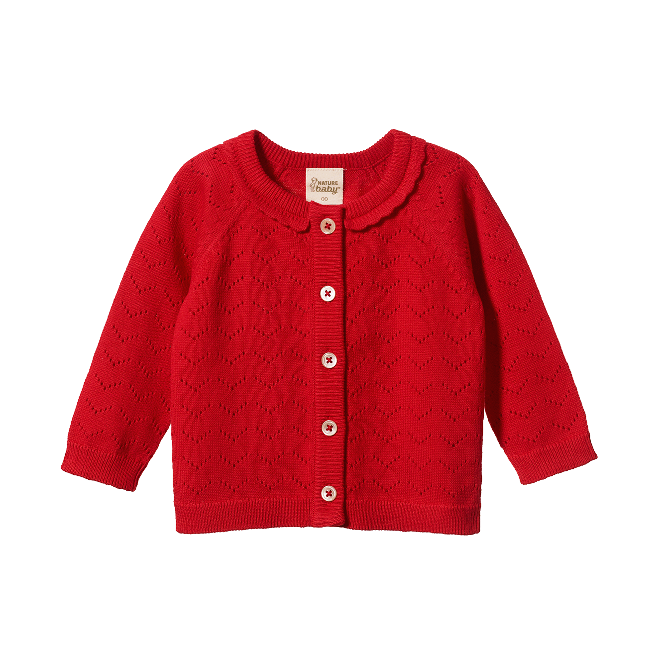 Nature Baby Piper Cardigan Raspberry Red Pointelle