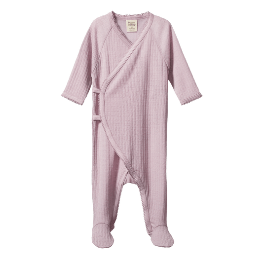 Nature Baby Merino Essential Kimono Stretch & Grow Pointelle Lilac