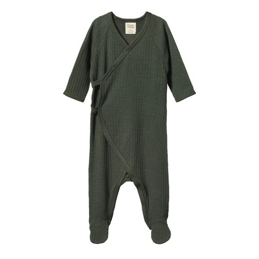 Nature Baby Merino Essentials Kimono Stretch & Grow Pointelle Thyme